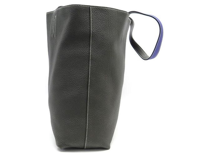 Double sens Hermès BORSA A MANO SENSE foderata HERMES 36 BORSA SHOPPER IN PELLE BLU E GRIGIA CLEMENCE - vista 14