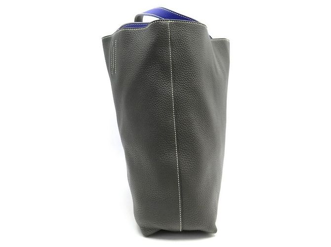 Double sens Hermès BORSA A MANO SENSE foderata HERMES 36 BORSA SHOPPER IN PELLE BLU E GRIGIA CLEMENCE - vista 15
