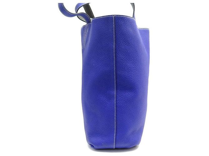 Double sens Hermès BORSA A MANO SENSE foderata HERMES 36 BORSA SHOPPER IN PELLE BLU E GRIGIA CLEMENCE - vista 3