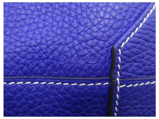 Double sens Hermès BORSA A MANO SENSE foderata HERMES 36 BORSA SHOPPER IN PELLE BLU E GRIGIA CLEMENCE - vista 9