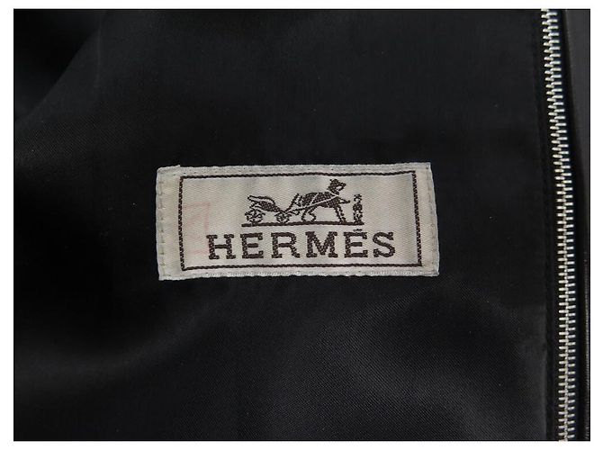 Hermès HERMES JACKE MIT PFERDEKOPFMUSTER T50 M LAMMLEDERJACKE Schwarz - Ansicht 3