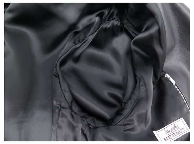 Hermès HERMES JACKE MIT PFERDEKOPFMUSTER T50 M LAMMLEDERJACKE Schwarz - Ansicht 4