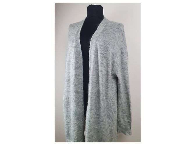 Autre Marque Strickjacke aus Wolle und Mohair sandgrau - Ansicht 2