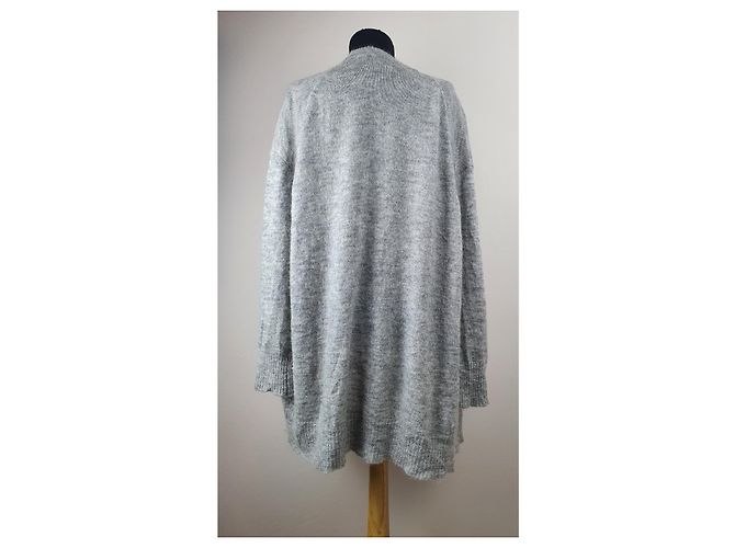Autre Marque Strickjacke aus Wolle und Mohair sandgrau - Ansicht 3