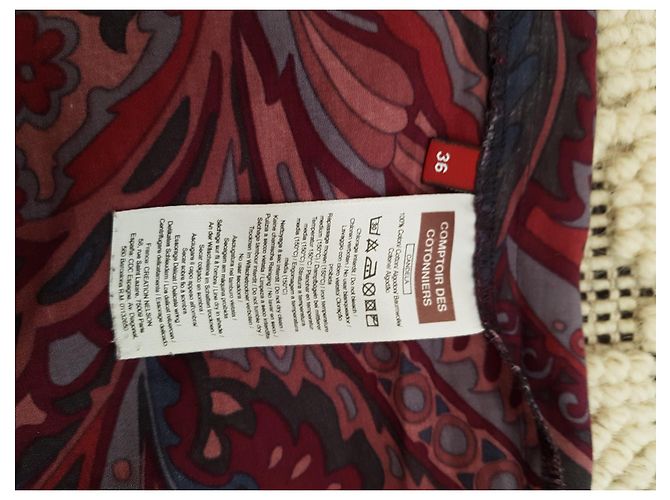 Vestido corto Comptoir Des Cotonniers de algodón con estampado paisley burdeos - vista 2