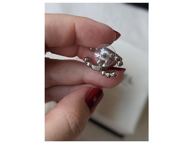 Chanel CC 04V Vintage Logo Crystal SHW Coco Mark Orecchini Box Argento - vista 7