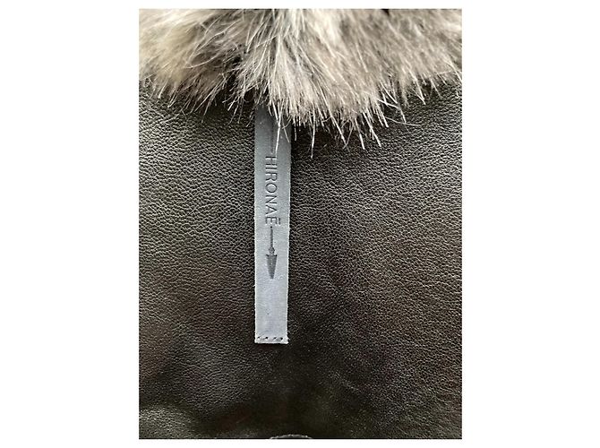 Chaqueta sublime reversible de piel de cordero Hironaé Negro Gris antracita - vista 4
