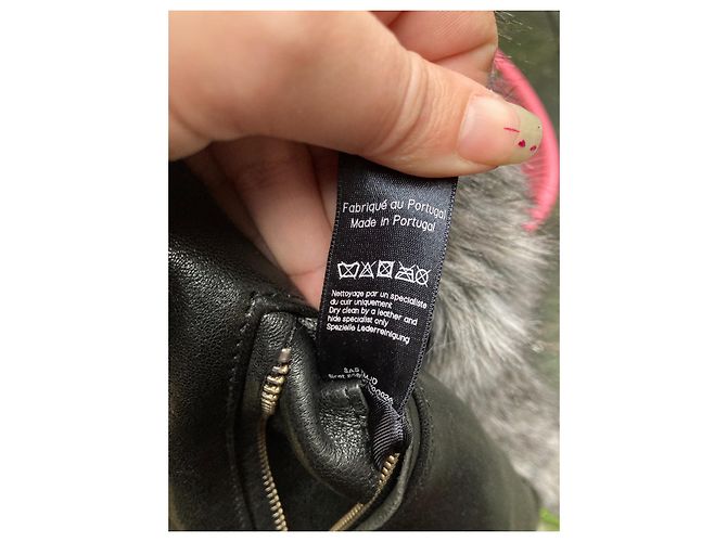Chaqueta sublime reversible de piel de cordero Hironaé Negro Gris antracita - vista 6