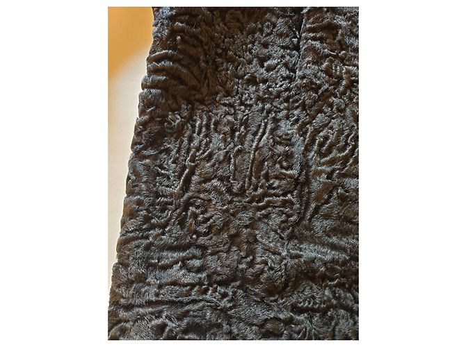 Autre Marque Giacca Caban in Astrakan e Collo di Visone Nero - vista 2
