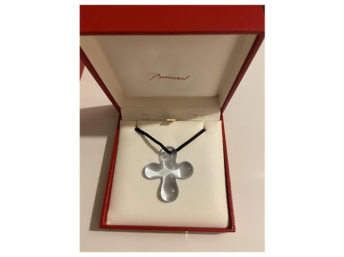 Collana con pendente Baccarat Croce in cristallo azzurro Blu chiaro - vista 5
