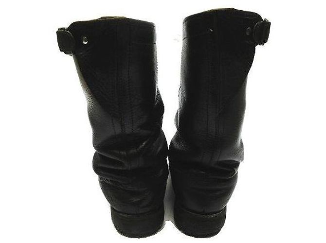 [Usagé] ANN DEMEULEMEESTER Bottes d'ingénieur en cuir Chaussures Noir - vue 2