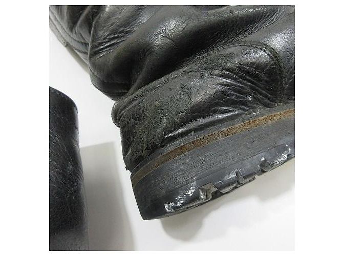 [Usagé] ANN DEMEULEMEESTER Bottes d'ingénieur en cuir Chaussures Noir - vue 3