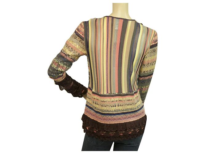 Christian Lacroix Multicolor Top w. Gehäkelter Wollpullover mit Rüschen Gr. XL Mehrfarben - Ansicht 2
