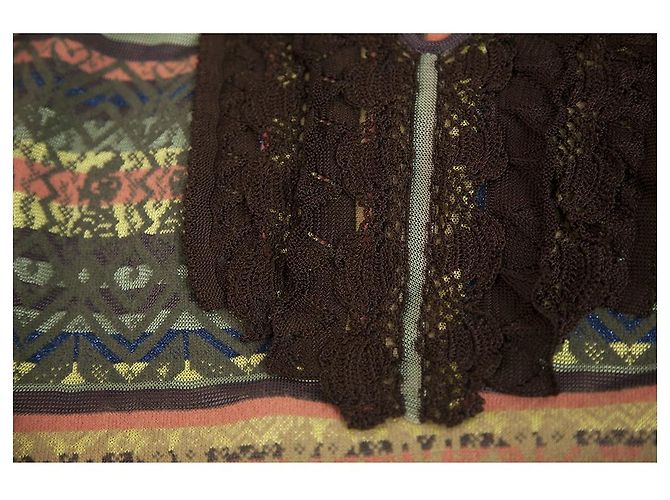 Christian Lacroix Multicolor Top w. Gehäkelter Wollpullover mit Rüschen Gr. XL Mehrfarben - Ansicht 5
