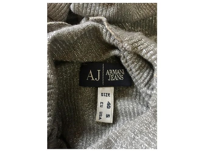 Armani Jeans Strick-Poloneck aus Viskose in Silber - Ansicht 4