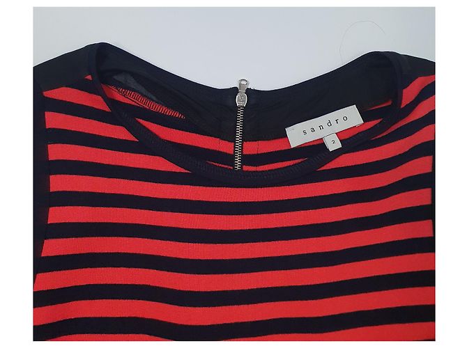 Sandro gestreiftes Kleid rot schwarz Mehrfarben - Ansicht 5