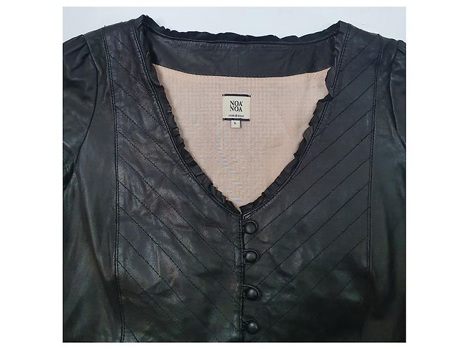 Noa Noa Lederkleid Schwarz Lammfell - Ansicht 2