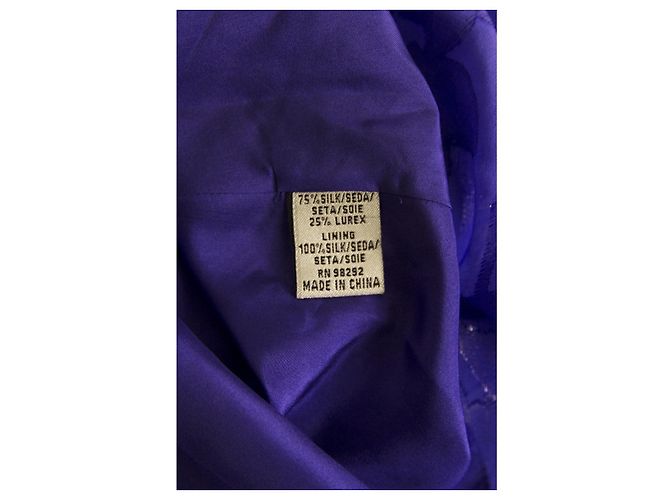 Tibi Silk Floral Daisies Jacquard Purple Y Neck Sleeveless Mini Dress -SZ 4 - view 5