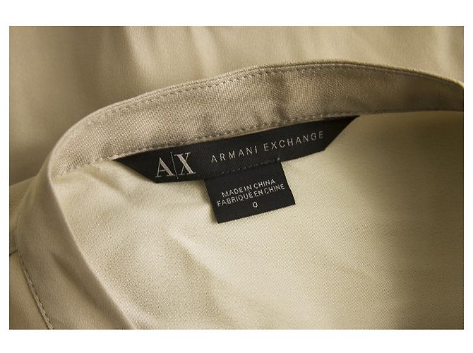 Armani Exchange Branco Cinza Pregas Pequenas com Cinto Mini Vestido Camisa Comprimento 0 - vista 3