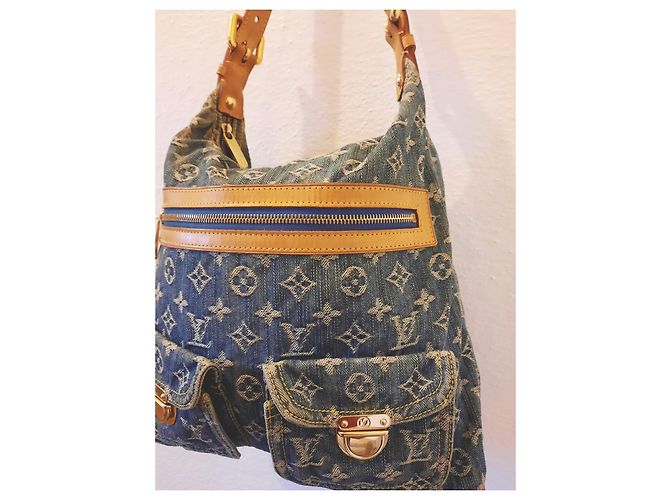 Louis Vuitton GM Baggy Denin Original 2003 Francia Beige Blu scuro - vista 2