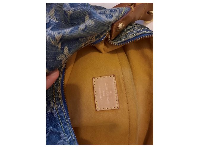 Louis Vuitton GM Baggy Denin Original 2003 Francia Beige Blu scuro - vista 4