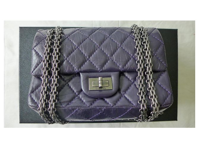 Borsa a mano Chanel 2.55 in pelle viola scuro - vista 8