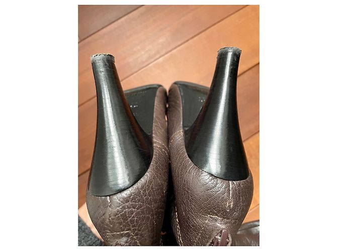Botas Lanvin de cuero granulado marrón oscuro - vista 10