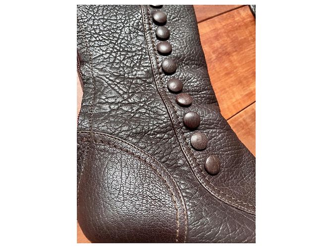Botas Lanvin de cuero granulado marrón oscuro - vista 7