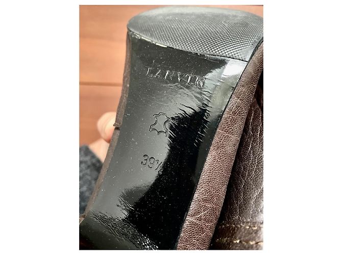 Botas Lanvin de cuero granulado marrón oscuro - vista 8