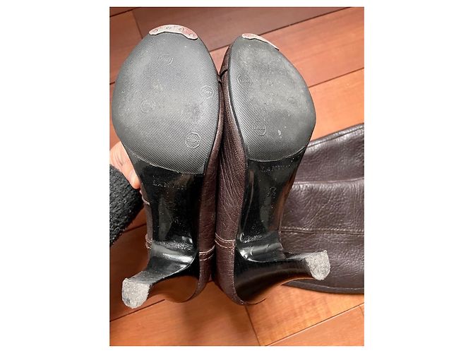 Botas Lanvin de cuero granulado marrón oscuro - vista 9