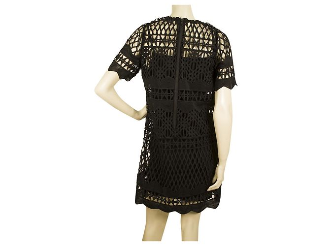 Autre Marque Kendall + Kylie nero traforato mini lunghezza maniche corte vestito Sz S - vista 2