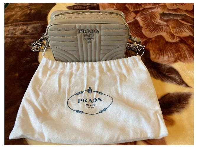 Diagramme PRADA diagrams custodia in pelle: Bandoliera Soft Calm Impunture Pomice 2 Grigio - vista 5
