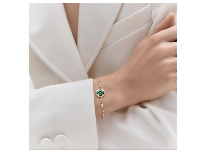 Louis Vuitton Sonnenfarbenes Blütenarmband MALACHIT und DIAMOND Grün - Ansicht 10