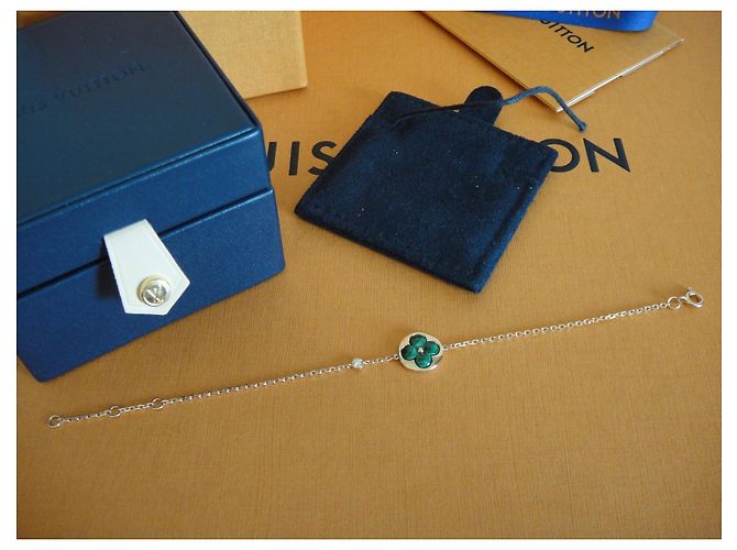 Louis Vuitton Sonnenfarbenes Blütenarmband MALACHIT und DIAMOND Grün - Ansicht 2