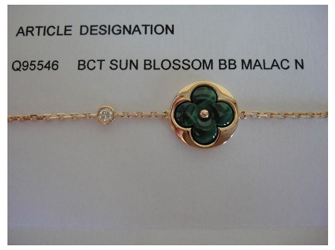 Louis Vuitton Sonnenfarbenes Blütenarmband MALACHIT und DIAMOND Grün - Ansicht 6