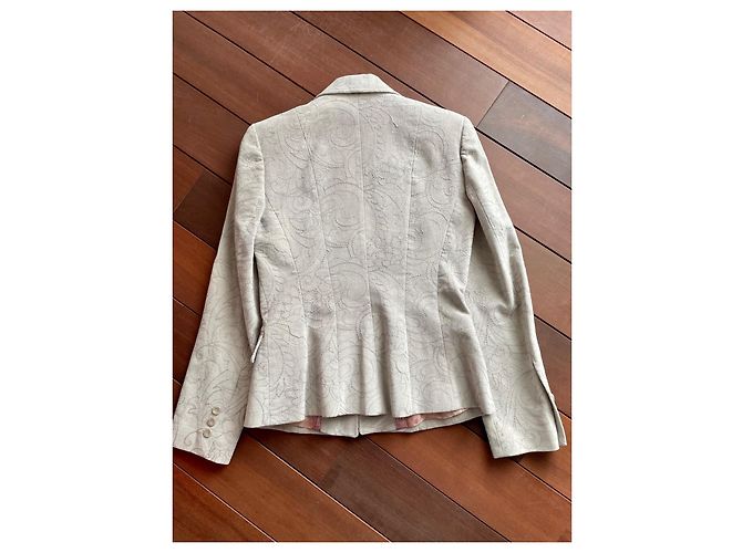 Autre Marque Chaqueta Arayal de terciopelo de algodón blanco bordada - vista 2