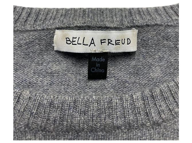 Bella Freud – Hundebestickter Pullover aus Kaschmir in Grau - Ansicht 4
