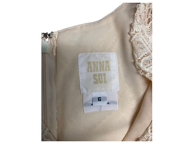 Anna Sui Spitzenkleid aus cremefarbenem Polyester Weiß Roh - Ansicht 4