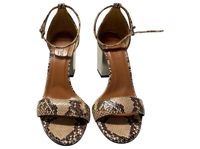 Sandales Sportmax effet serpent en cuir marron - vue 2