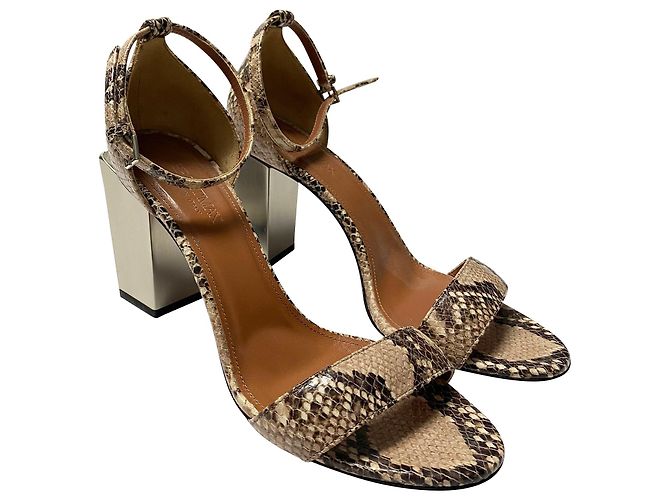 Sandales Sportmax effet serpent en cuir marron - vue 3