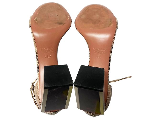 Sandales Sportmax effet serpent en cuir marron - vue 4