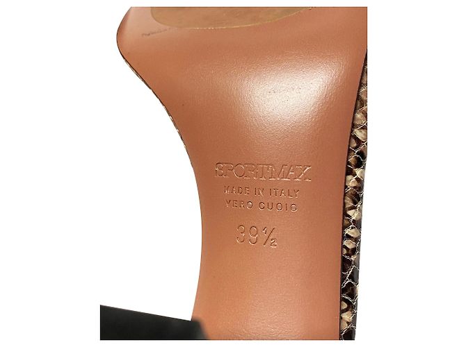 Sandales Sportmax effet serpent en cuir marron - vue 5