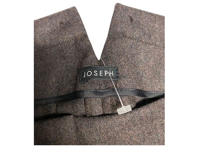 Jupe Crayon Joseph en Laine Marron - vue 4