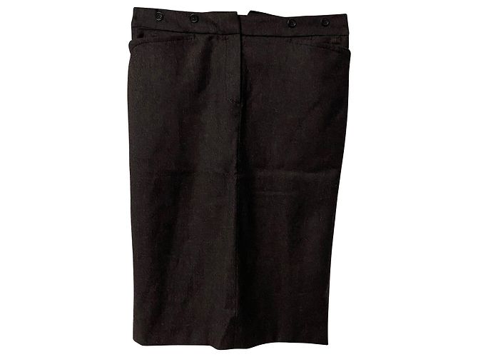 Jupe Crayon Joseph en Laine Marron - vue 5