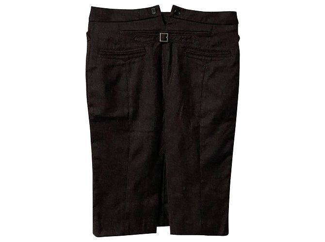 Jupe Crayon Joseph en Laine Marron - vue 6