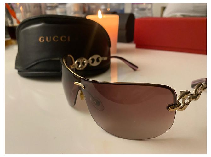 Occhiali da sole Gucci Marroni e Dorati D'oro Bronzo Caramello Rame - vista 2
