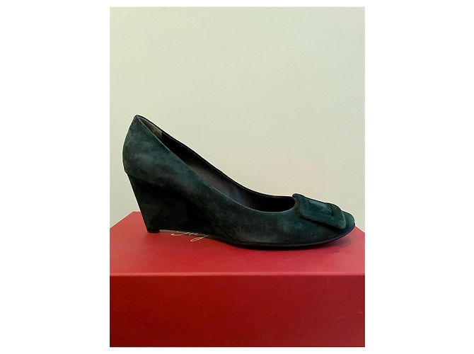 Zeppe Roger Vivier in camoscio verde scuro 39 - vista 2
