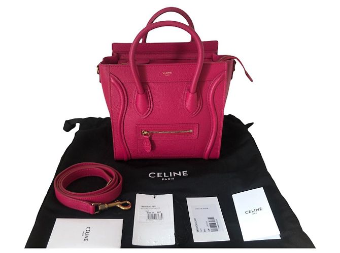 Luggage Céline Celine Nano Borsa da viaggio in pelle rosa - vista 9