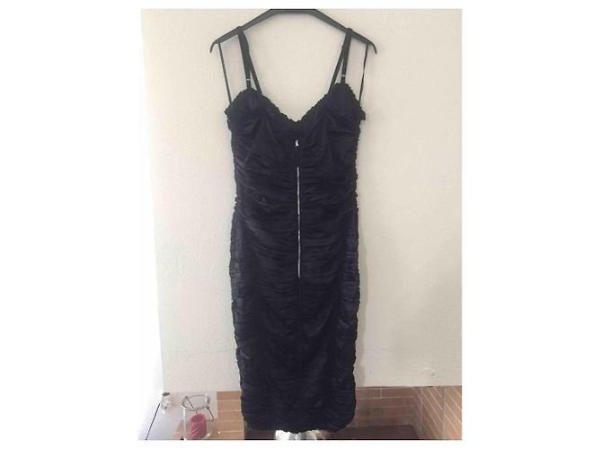 D&G MITTELLÄNGE KLEID AUS SEIDE IT44 Schwarz - Ansicht 2