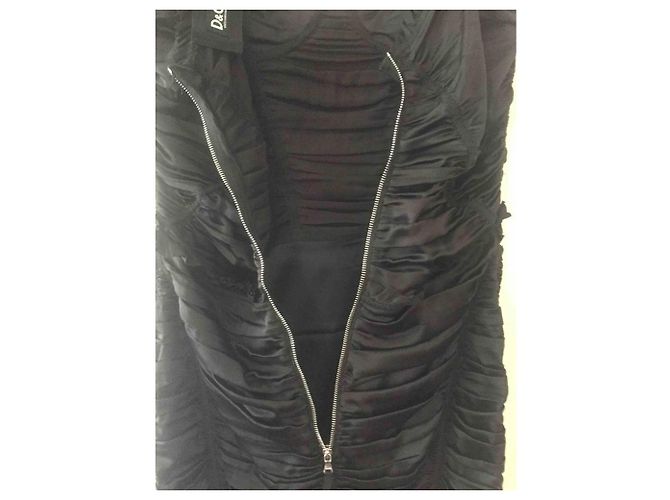 D&G MITTELLÄNGE KLEID AUS SEIDE IT44 Schwarz - Ansicht 4